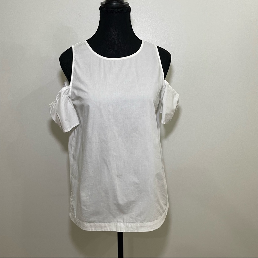 LOFT white crisp cold shoulder blouse